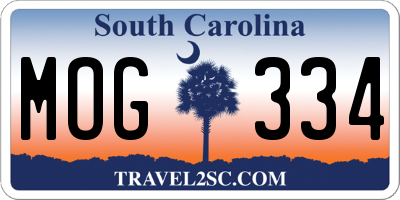 SC license plate MOG334