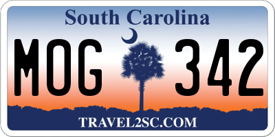 SC license plate MOG342