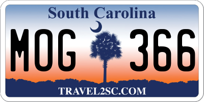 SC license plate MOG366