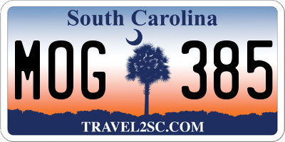 SC license plate MOG385