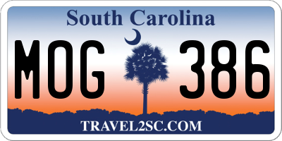 SC license plate MOG386