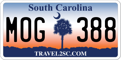 SC license plate MOG388