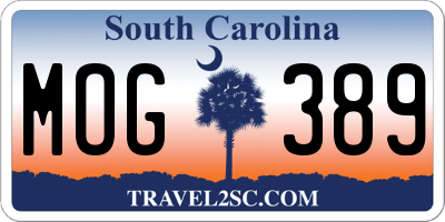 SC license plate MOG389