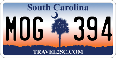 SC license plate MOG394