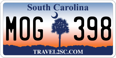 SC license plate MOG398