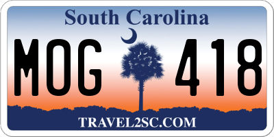 SC license plate MOG418