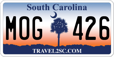 SC license plate MOG426