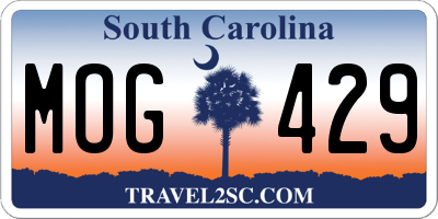 SC license plate MOG429