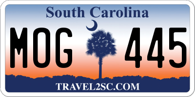 SC license plate MOG445