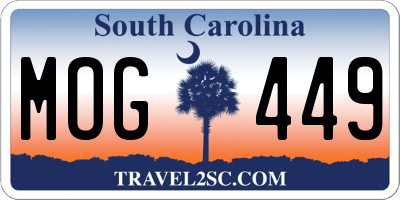 SC license plate MOG449