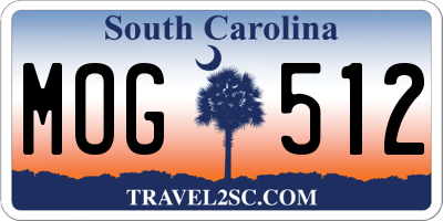 SC license plate MOG512