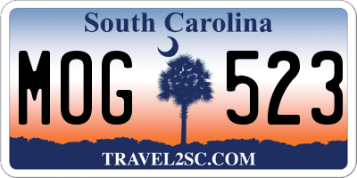 SC license plate MOG523
