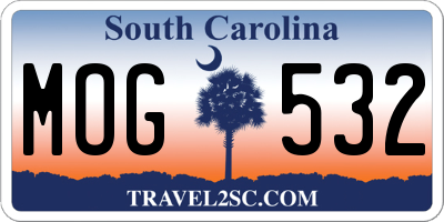 SC license plate MOG532