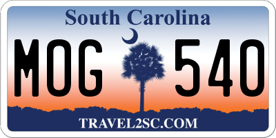 SC license plate MOG540