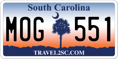 SC license plate MOG551