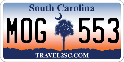 SC license plate MOG553