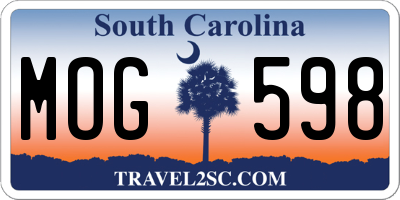 SC license plate MOG598