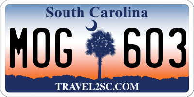 SC license plate MOG603