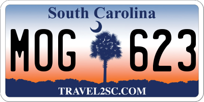 SC license plate MOG623