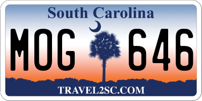 SC license plate MOG646