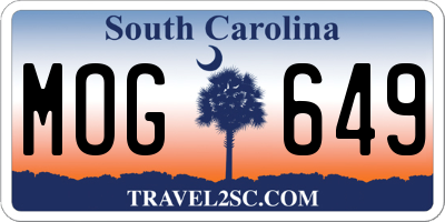 SC license plate MOG649