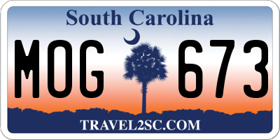 SC license plate MOG673