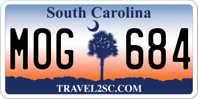 SC license plate MOG684
