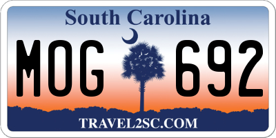 SC license plate MOG692