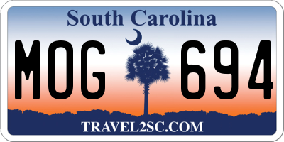 SC license plate MOG694