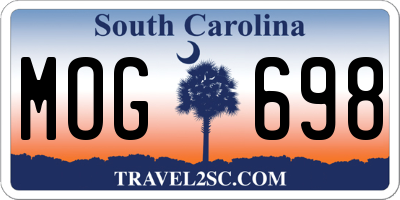SC license plate MOG698