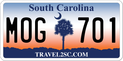 SC license plate MOG701