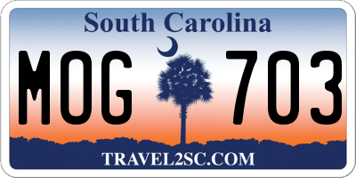 SC license plate MOG703
