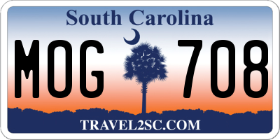 SC license plate MOG708