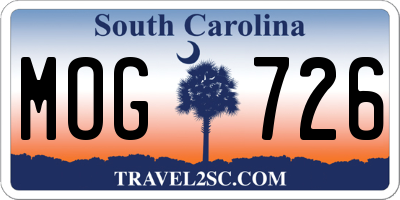 SC license plate MOG726