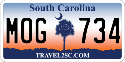 SC license plate MOG734