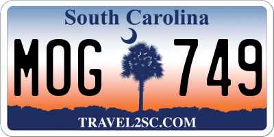 SC license plate MOG749