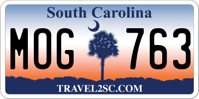 SC license plate MOG763