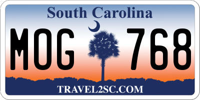 SC license plate MOG768