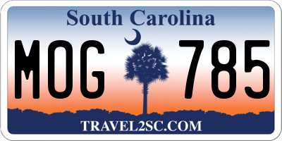 SC license plate MOG785