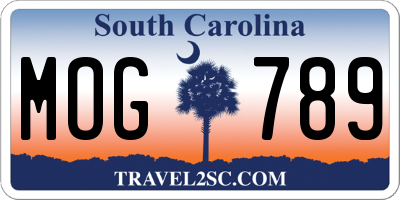 SC license plate MOG789