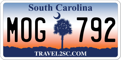 SC license plate MOG792