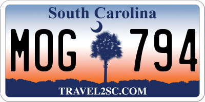 SC license plate MOG794