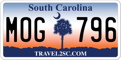 SC license plate MOG796
