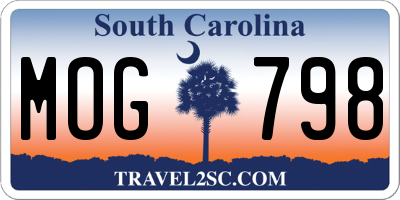 SC license plate MOG798