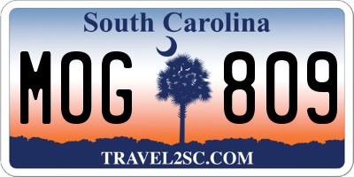 SC license plate MOG809