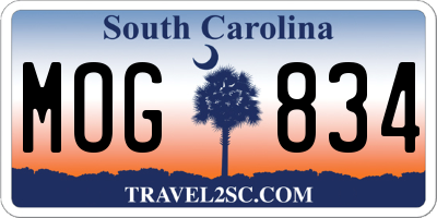 SC license plate MOG834