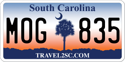SC license plate MOG835