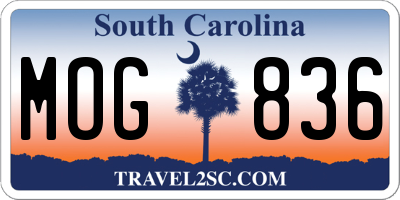 SC license plate MOG836