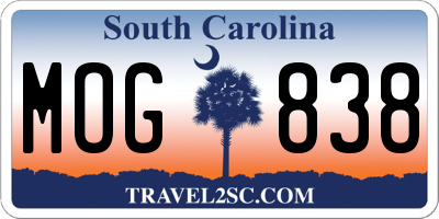 SC license plate MOG838