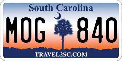 SC license plate MOG840